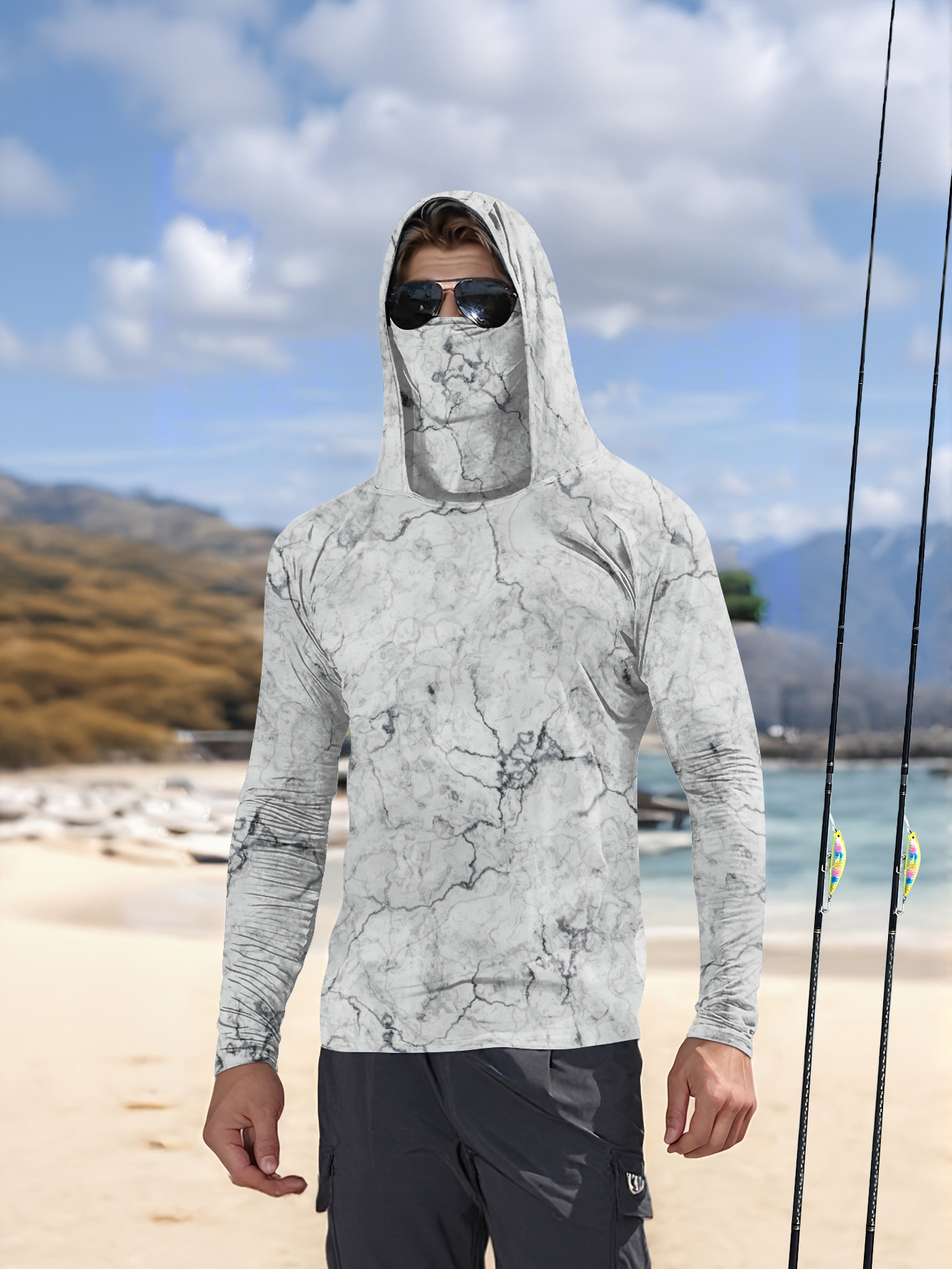 Summer Clothing Mens - Мужская рубашка с капюшоном для рыбалки,