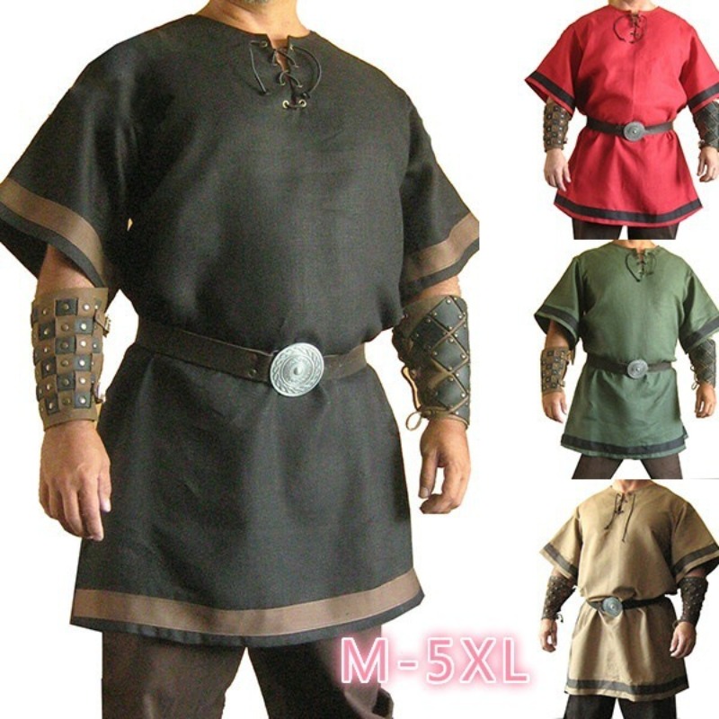 Summer Renaissance Clothing - Повседневная мужская сценическая одежда: средневековый викингский