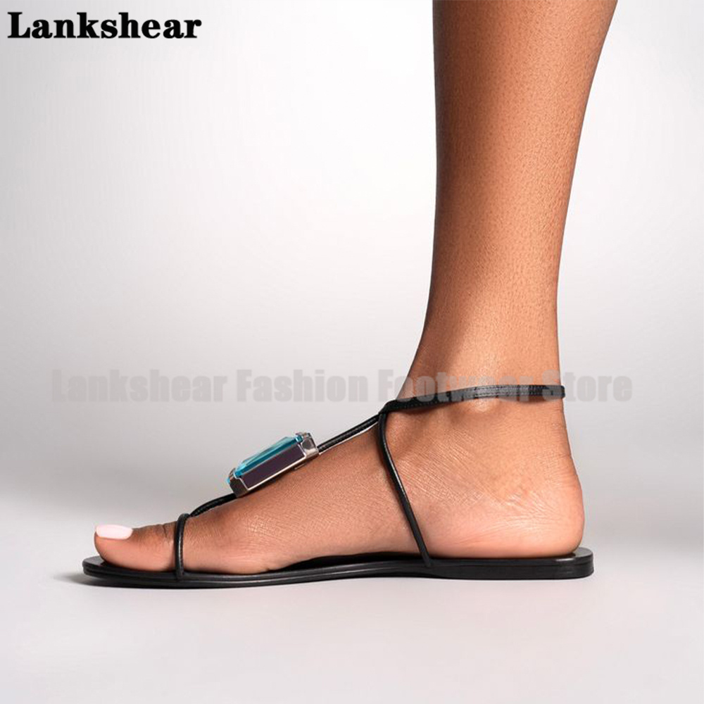 Синие сандалии на плоской подо – обзор и цена Flip Flop Jeweled